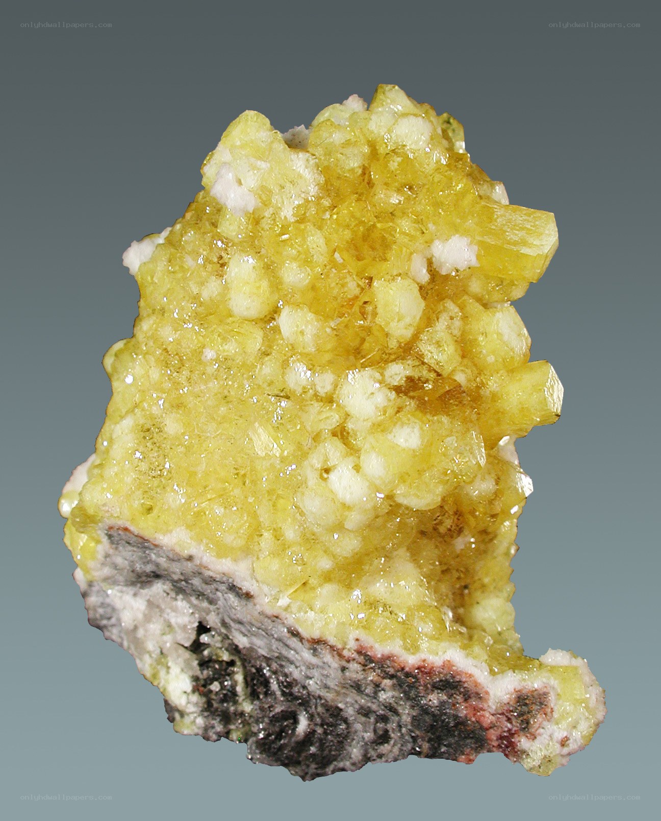 yellow mineral crystal cluster