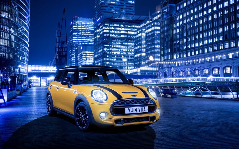 Yellow Mini Cooper Car — Dramatic