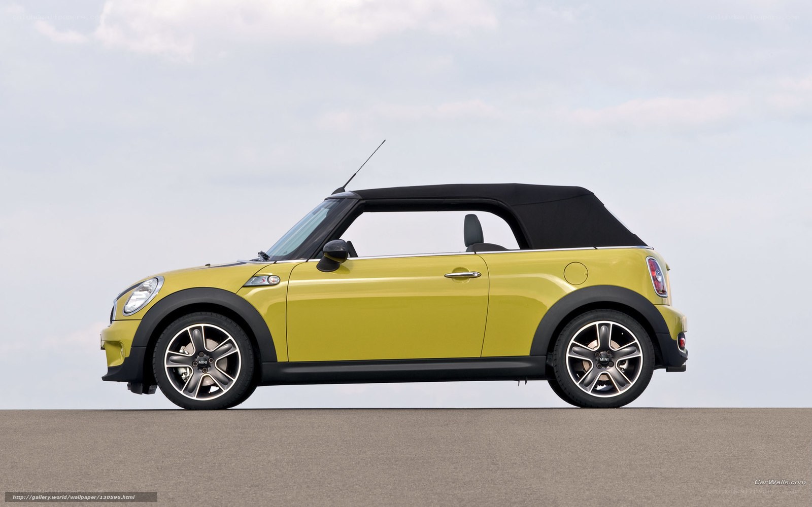yellow mini cooper convertible