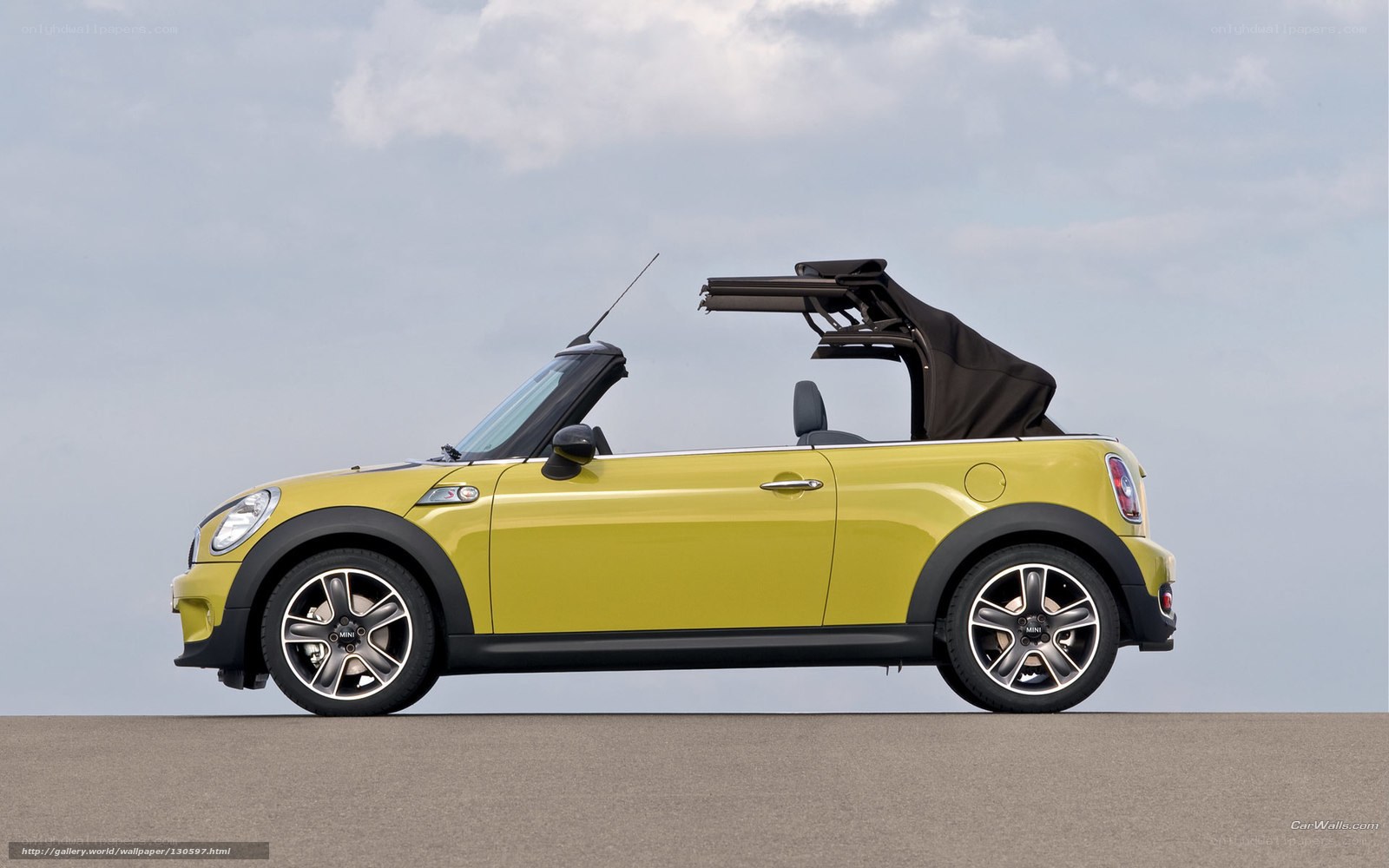 yellow mini cooper convertible