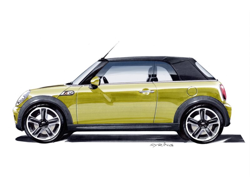 yellow mini cooper convertible