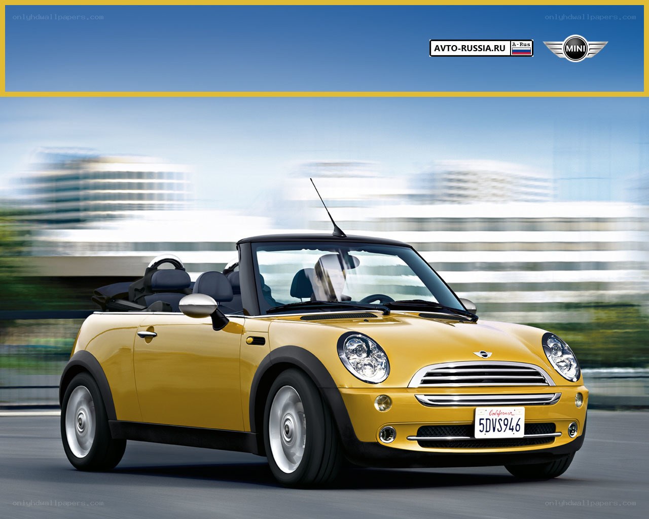 Yellow MINI Cooper convertible
