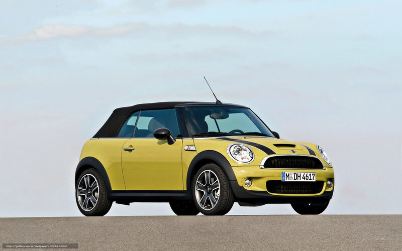 yellow mini cooper convertible