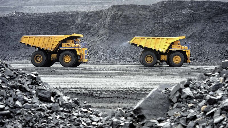 Yellow Mining Trucks — Industrial
