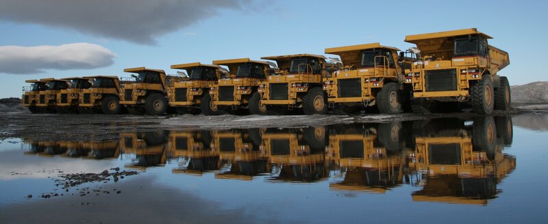 Yellow Mining Trucks