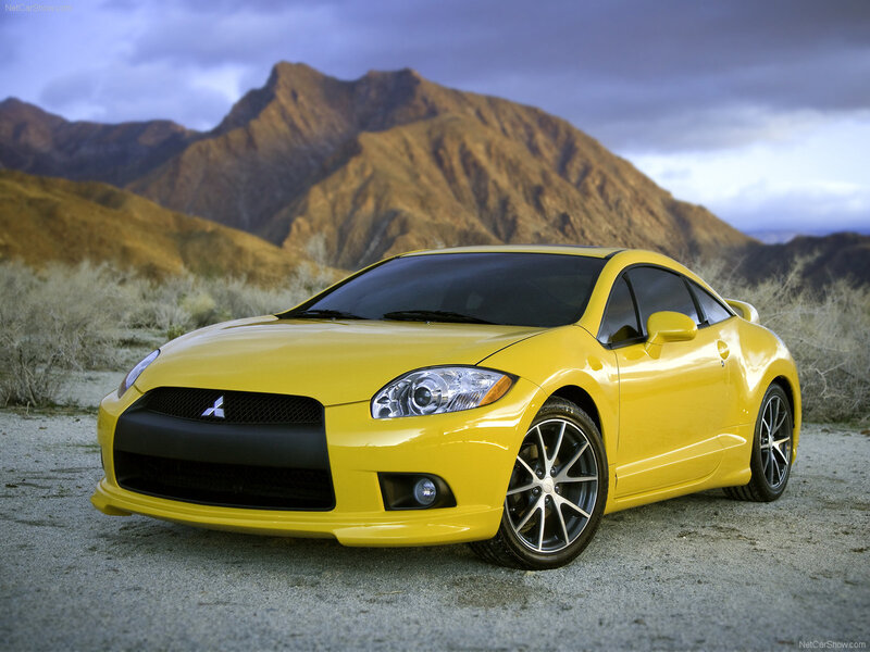 Yellow Mitsubishi Eclipse — Dramatic, Sunset, Photograph