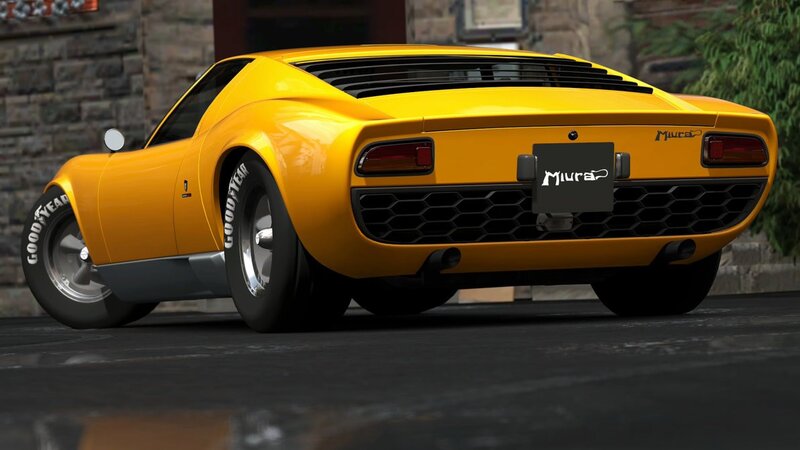 Yellow Miura sports car