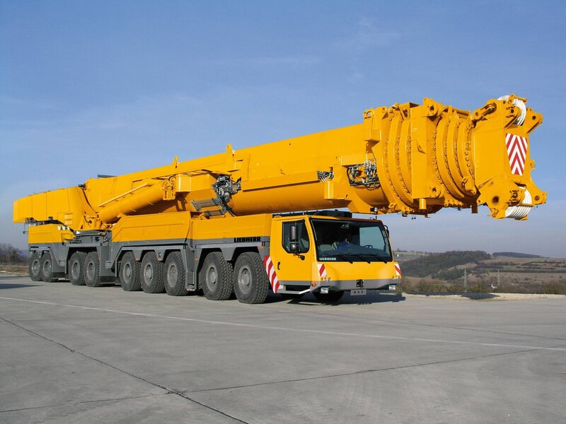 Yellow Mobile Crane — Industrial, Afternoon