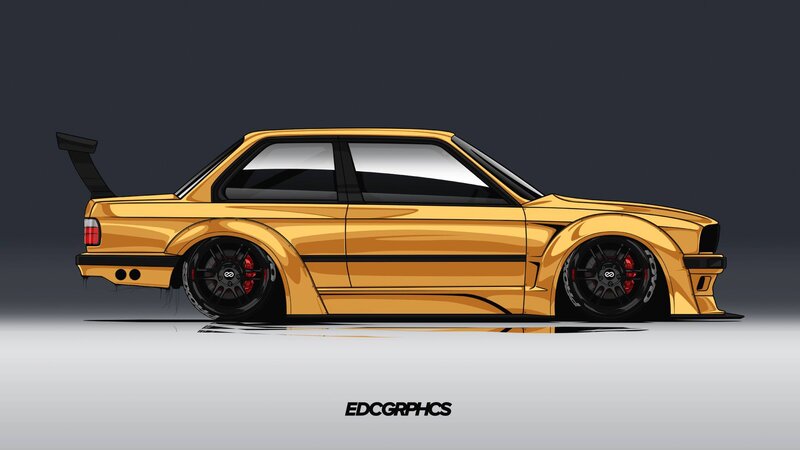 Yellow Modified Car — Dramatic, Digital Art