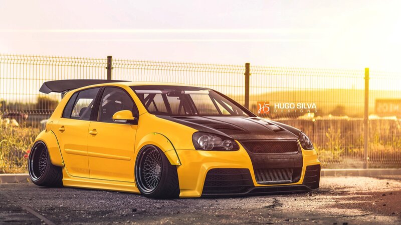 Yellow Modified Hatchback — Dramatic