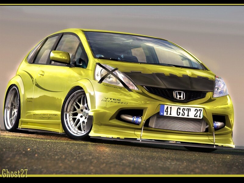 Yellow Modified Honda Car