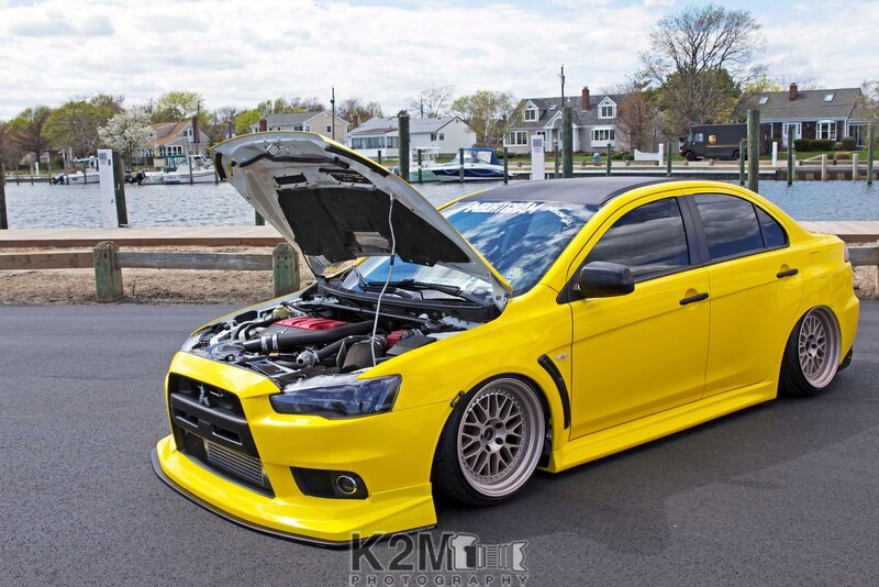 Yellow Modified Sedan — Calm, Afternoon, Photograph, Car