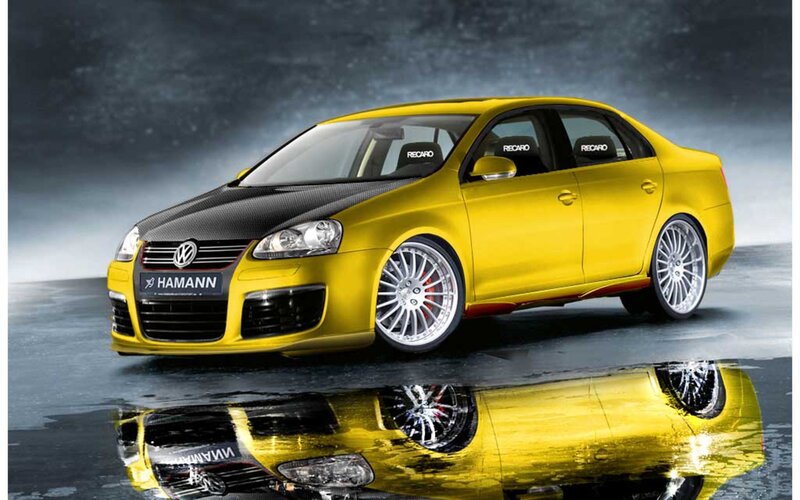 Yellow modified sedan car