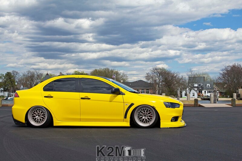 Yellow Modified Sedan — Dramatic, Afternoon, Photograph