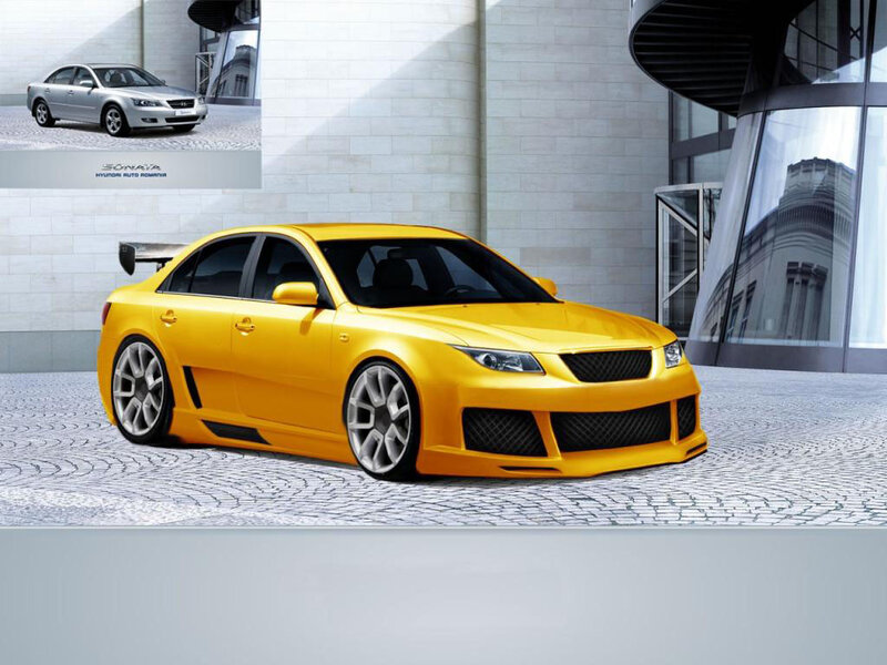 Yellow Modified Sedan — Dramatic