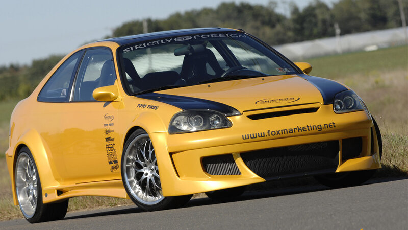 yellow modified sports car