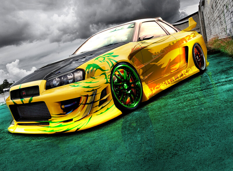 Yellow Modified Sports Car — Dramatic