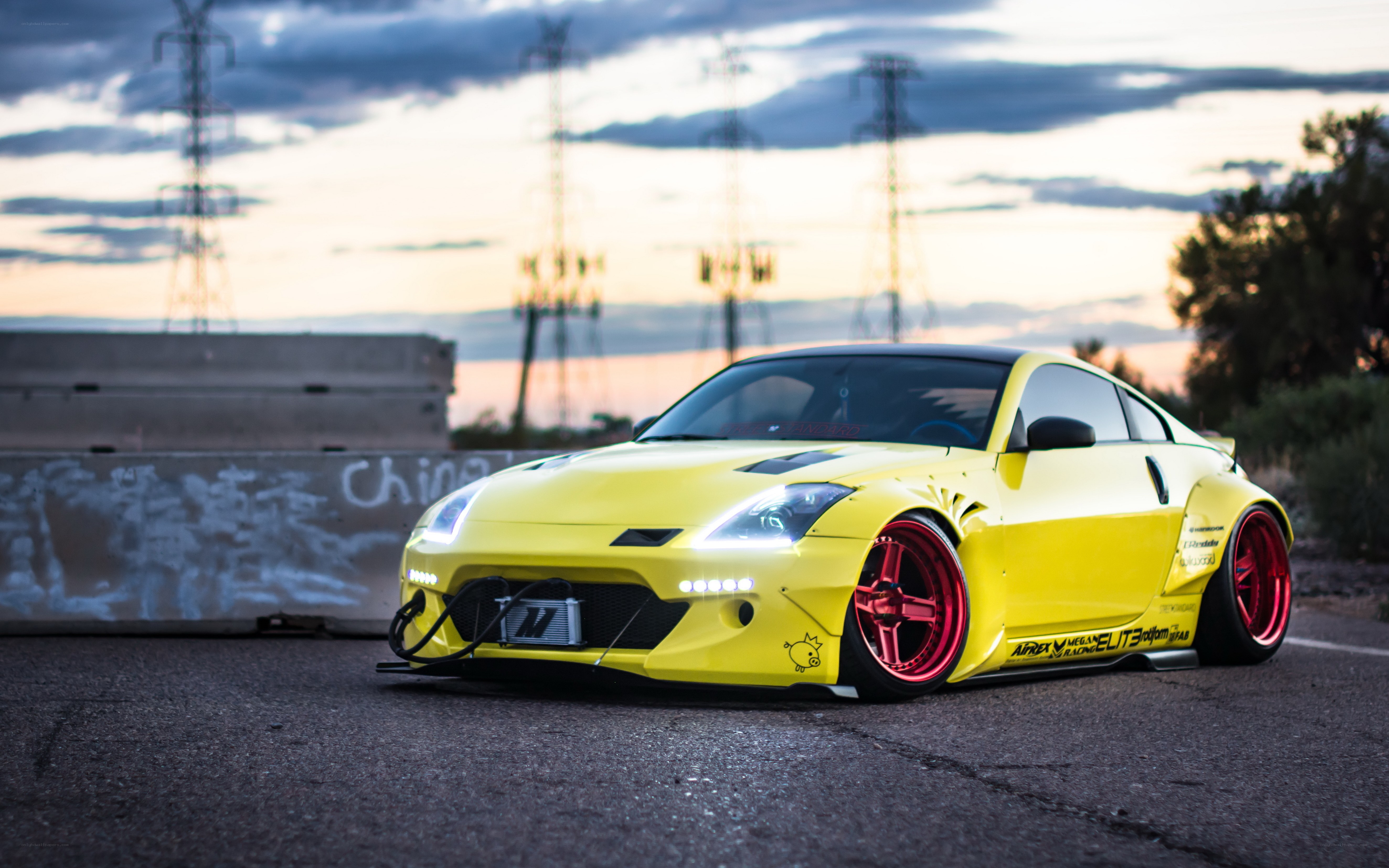 yellow modified sports car