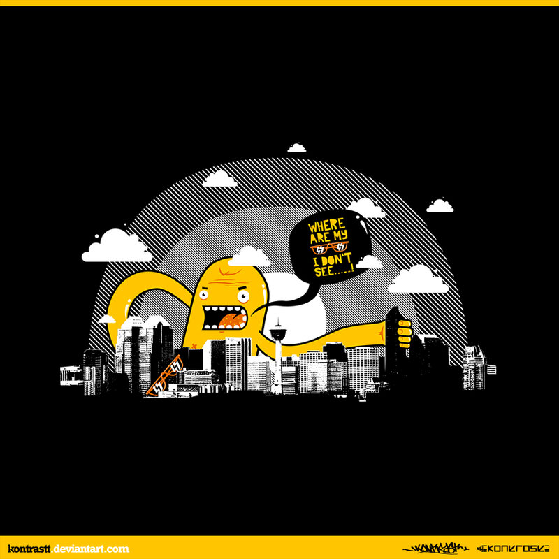 yellow monster in city