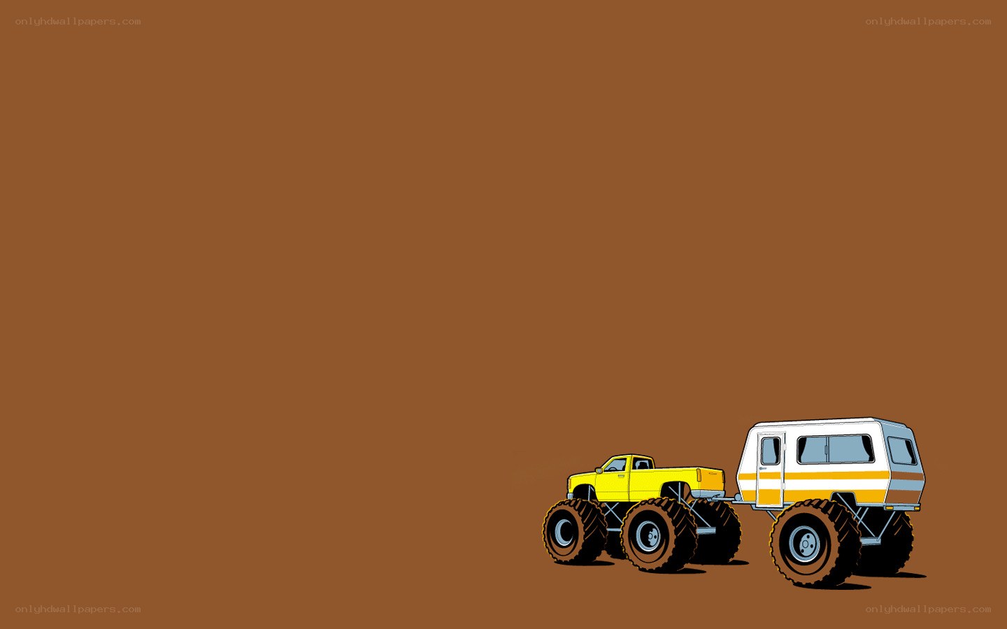 yellow monster truck with camper