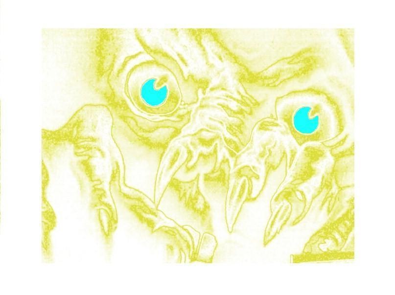yellow monster with blue eyes