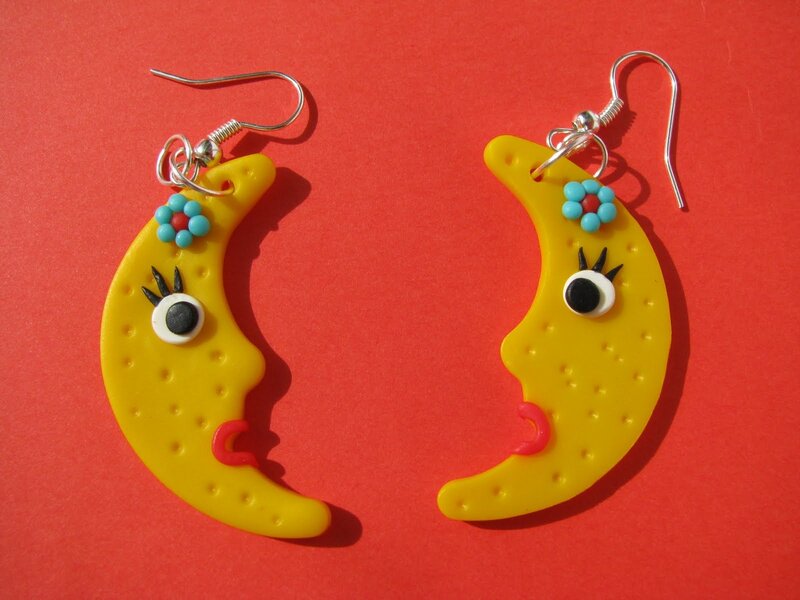 yellow moon earrings