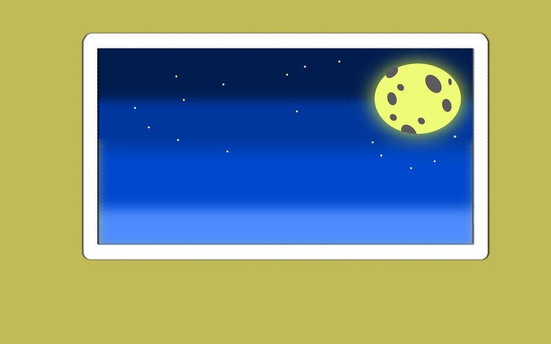 Yellow Moon in Night Sky