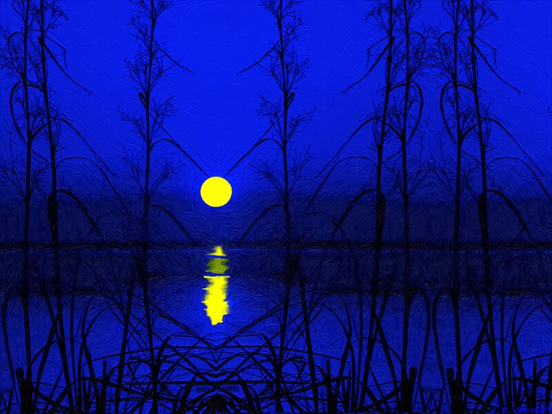 Yellow Moon over Water