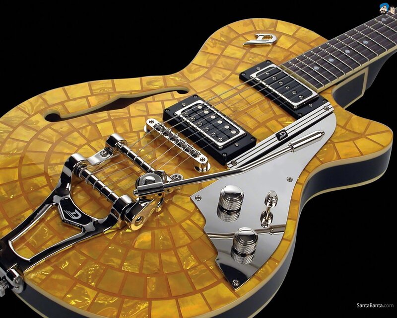 yellow mosaic electric guitar