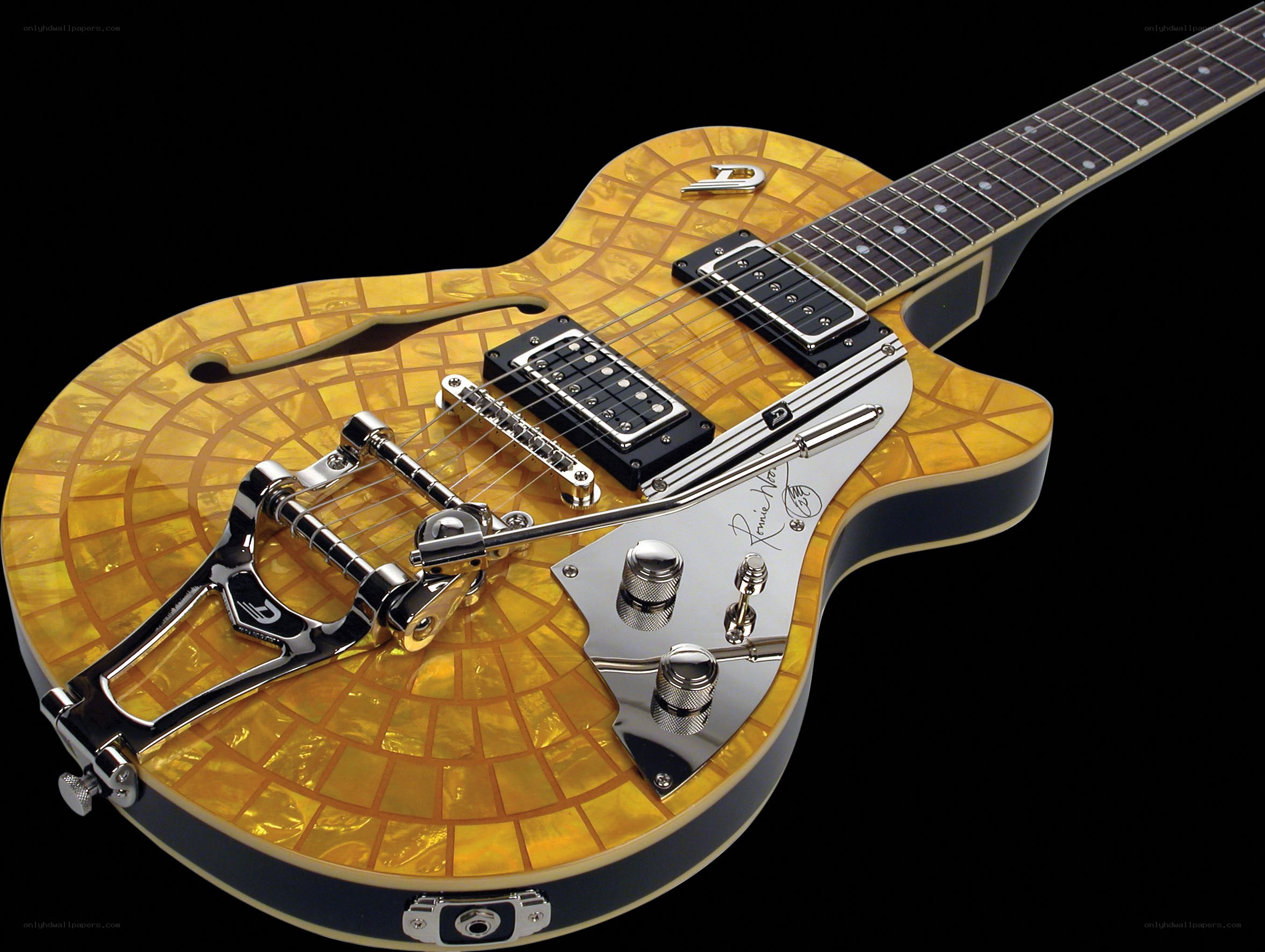 yellow mosaic electric guitar