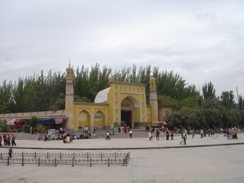 Yellow mosque with minarets