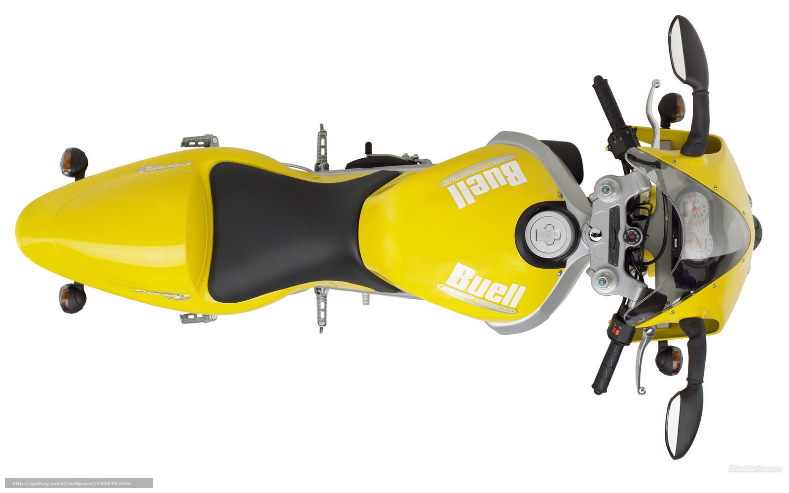 yellow motorcycle from above
