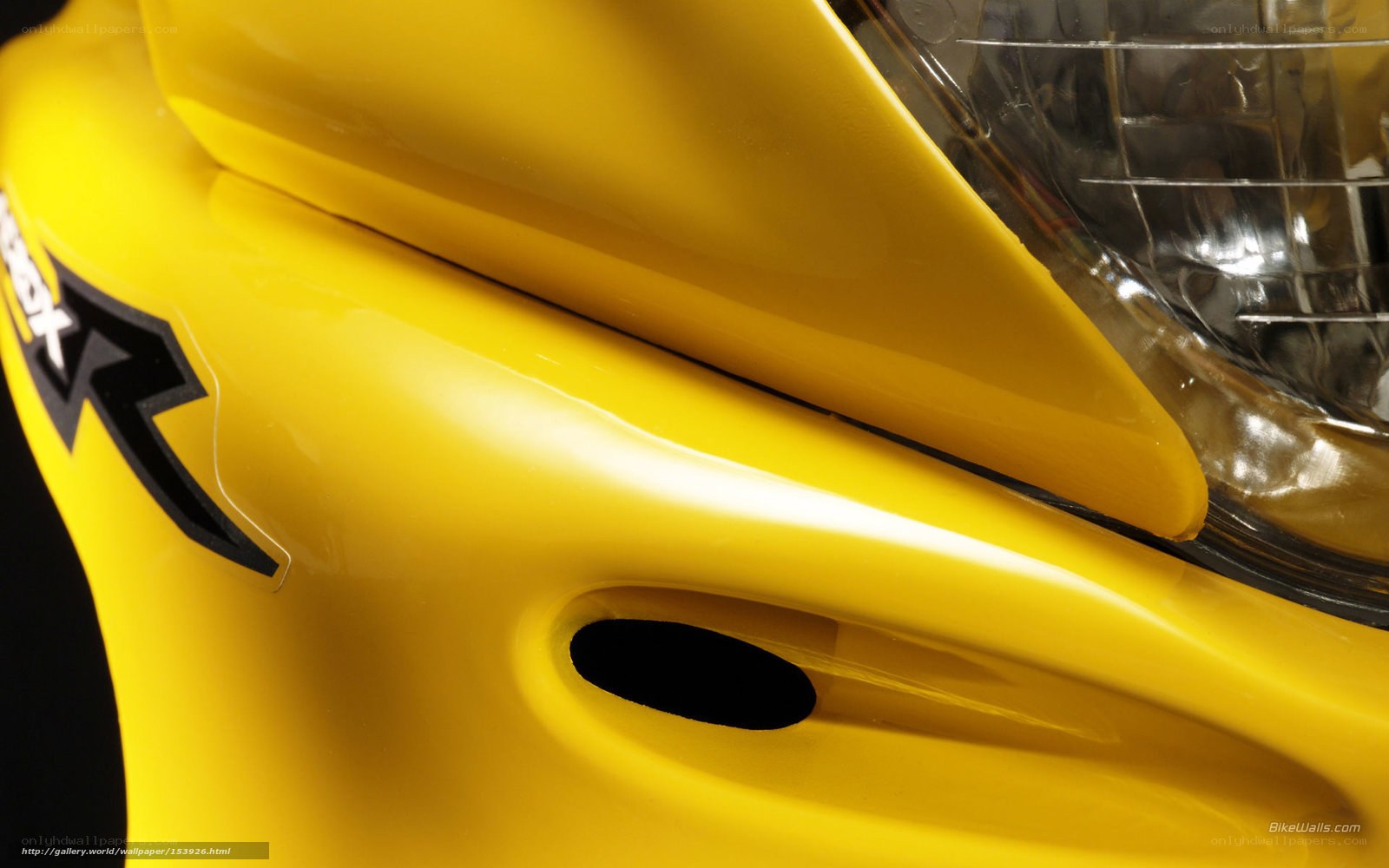 yellow motorcycle front detail