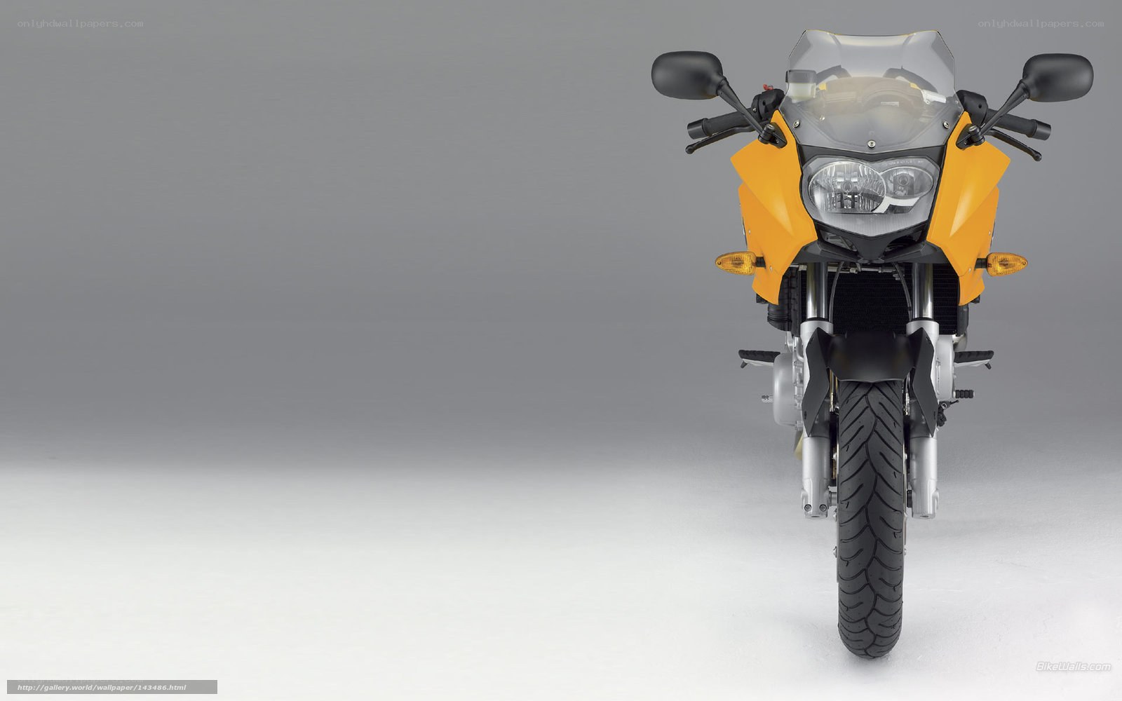 yellow motorcycle front view