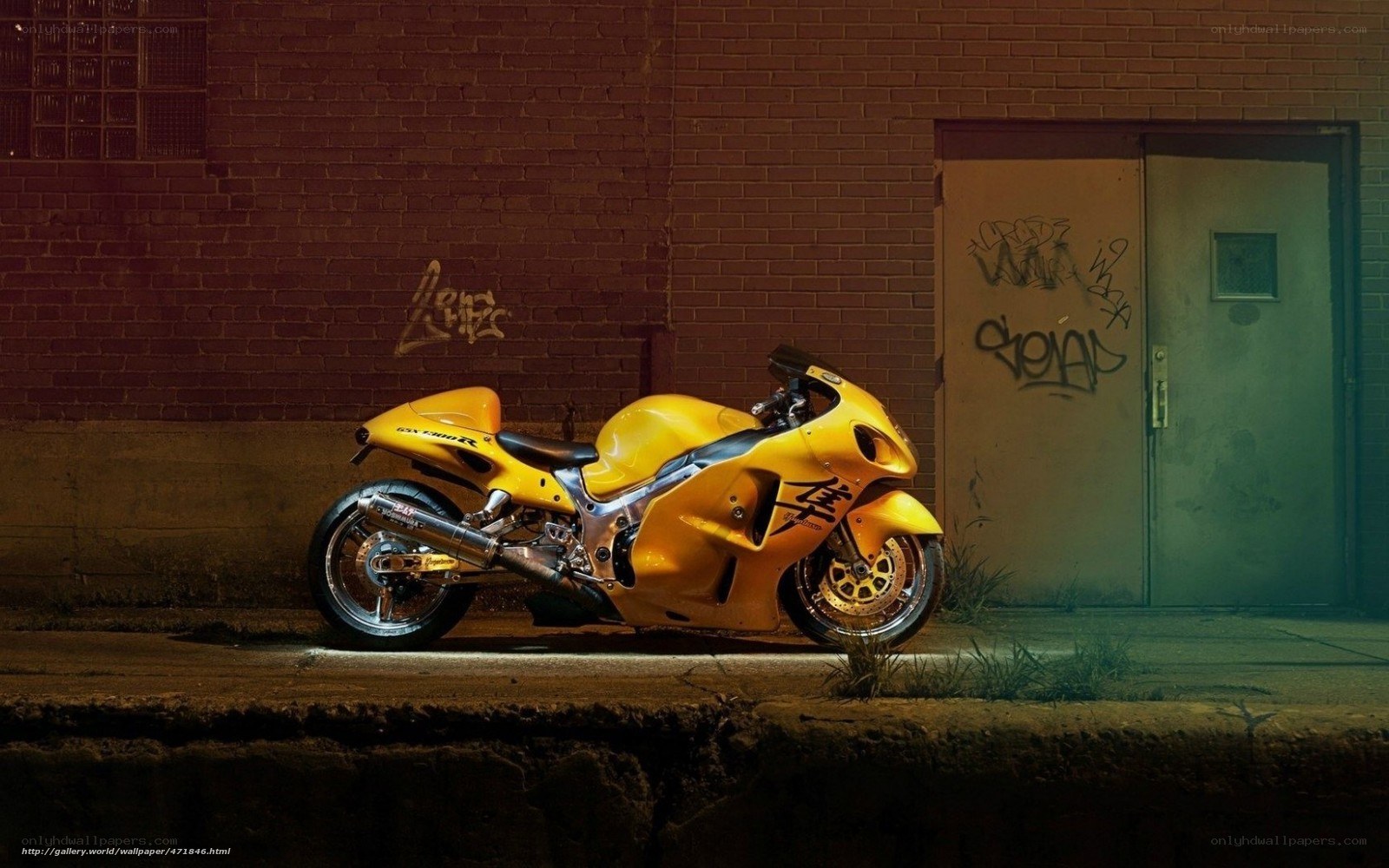 yellow motorcycle in alley