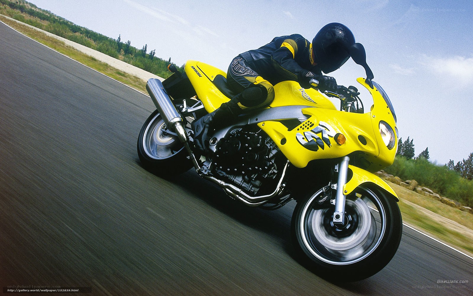 Yellow motorcycle on a road
