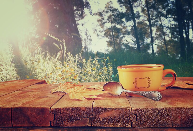 Yellow Mug on Wooden Table