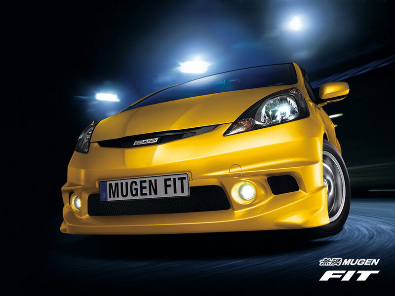 Yellow Mugen Fit Car