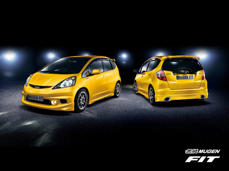 Yellow Mugen Fit cars