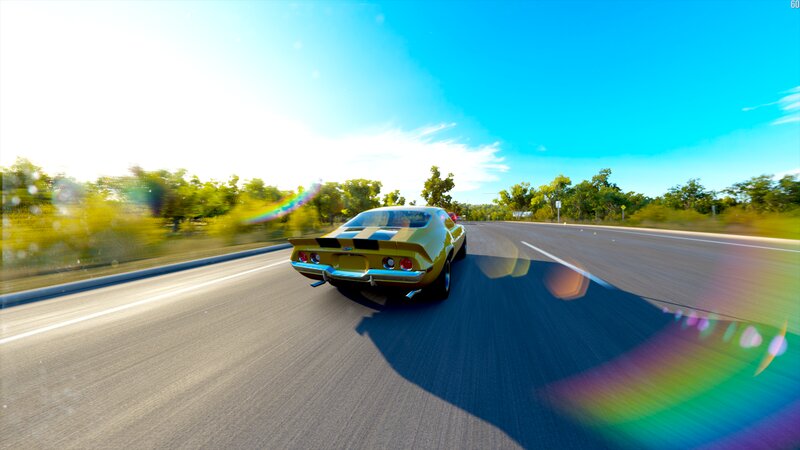 Yellow Muscle Car — Bright, Sunny, Afternoon