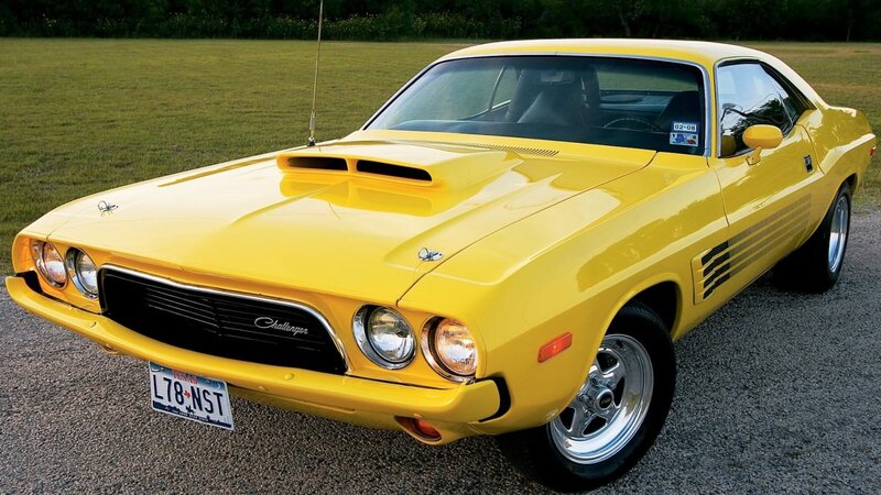 Yellow Muscle Car — Calm, Afternoon, Photograph, Grass Field