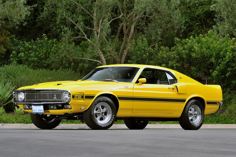Yellow Muscle Car — Calm, Afternoon, Photograph, Trees, Road