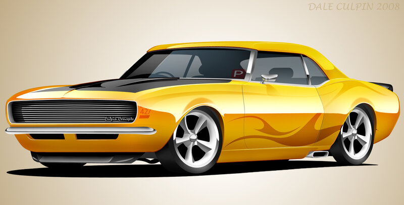 yellow muscle car concept