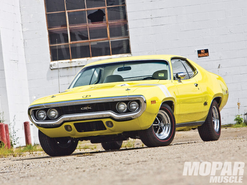 Yellow Muscle Car — Dramatic, Afternoon, Photograph, Building