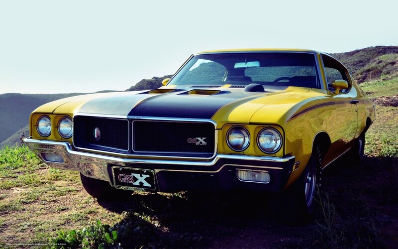 Yellow Muscle Car — Dramatic, Afternoon, Photograph, Hills