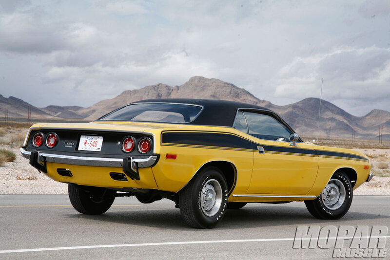 Yellow Muscle Car — Dramatic, Afternoon, Photograph, Mountains