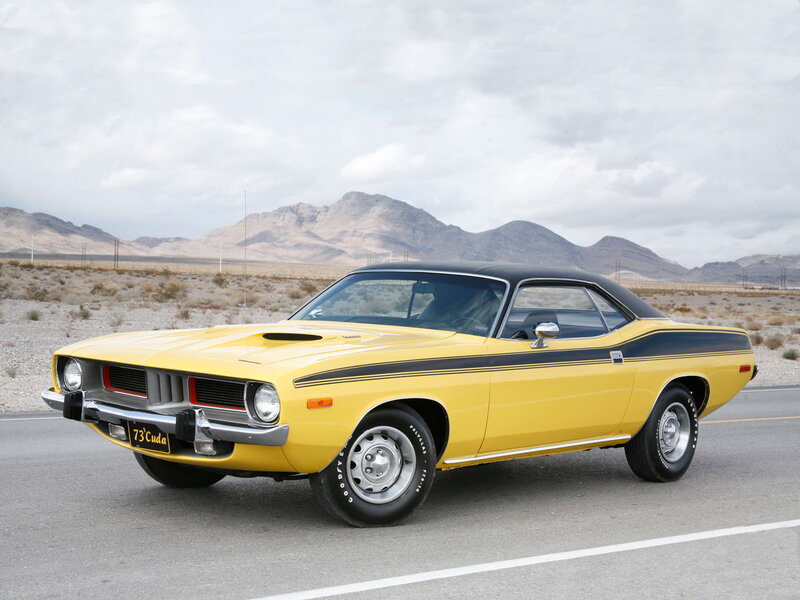 Yellow Muscle Car — Dramatic, Afternoon, Photograph, Road