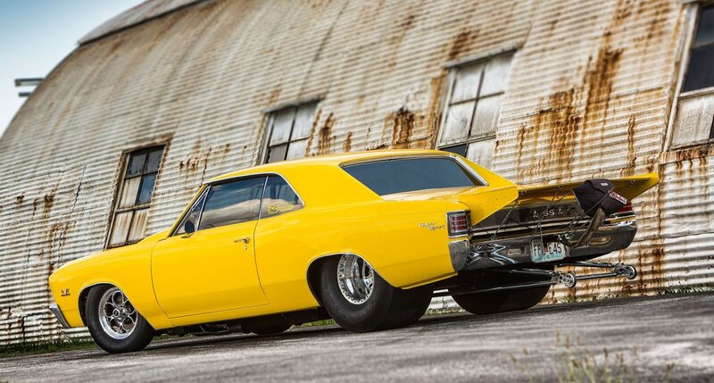 Yellow Muscle Car — Dramatic, Afternoon, Photograph, Rusty Barn