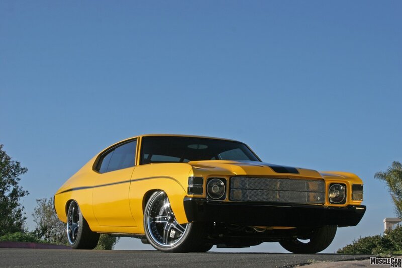 Yellow Muscle Car — Dramatic, Afternoon, Photograph, Trees