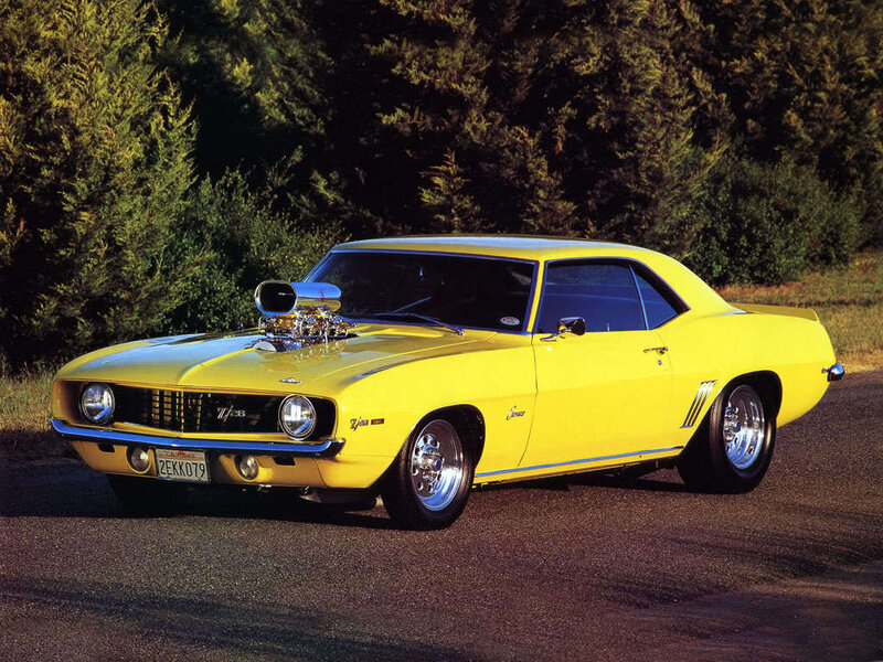 Yellow Muscle Car — Dramatic, Afternoon